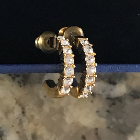 Swarovski BETH Gold Crystals Small Hoop Earrings - Picture 1 of 4